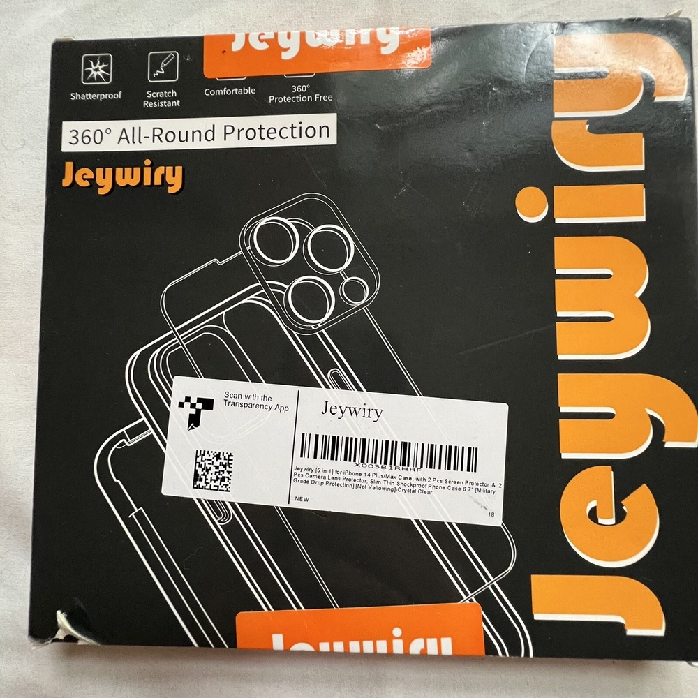 Jeywiry 5 in 1 iPhone 14 Plus Max Case Screen Protector Camera Len Crystal Clear